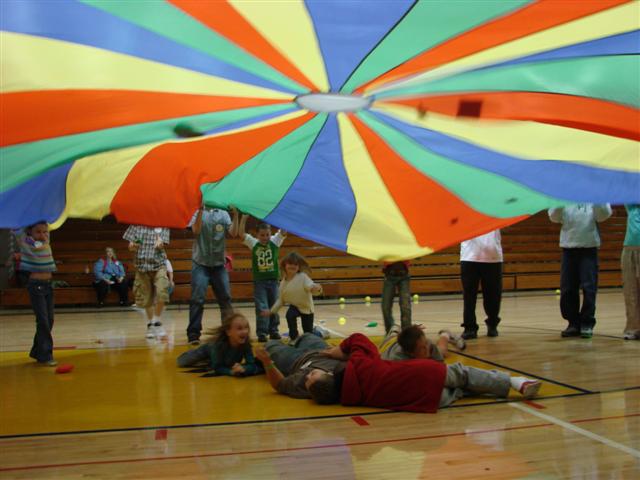 thumbnail image 2 of Dulousia Kids Play Parachute - 20ft Rainbow Parachute With Handles For Group Games & Activities 2 of 14