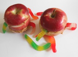 Image result for gummy worm and apple painting for kids